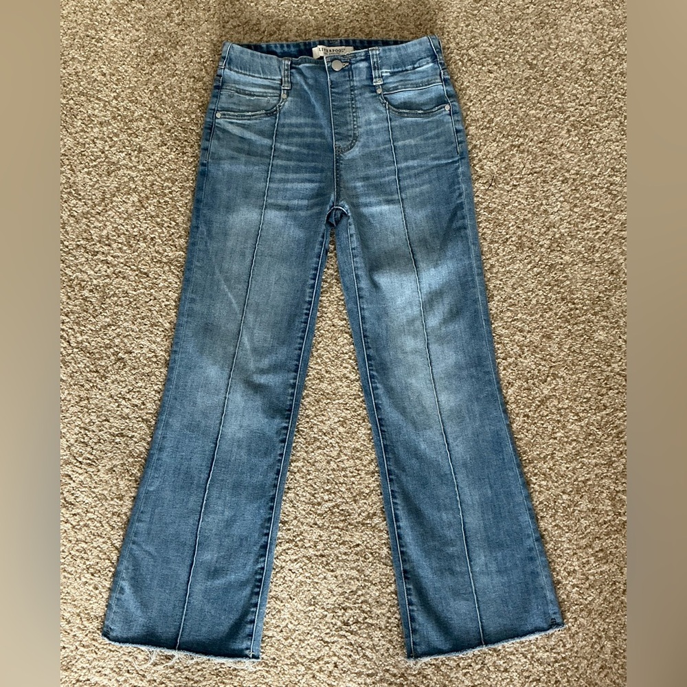 Liverpool Women's Cropped Straight Leg Pull-On Jeans - Size 2 (24)
